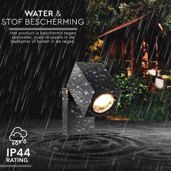 3 pack - LED's Light Kantelbare LED Buitenlamp - GU10 fitting - IP44 - Zwart - Model Lucca Spotjes led.gl
