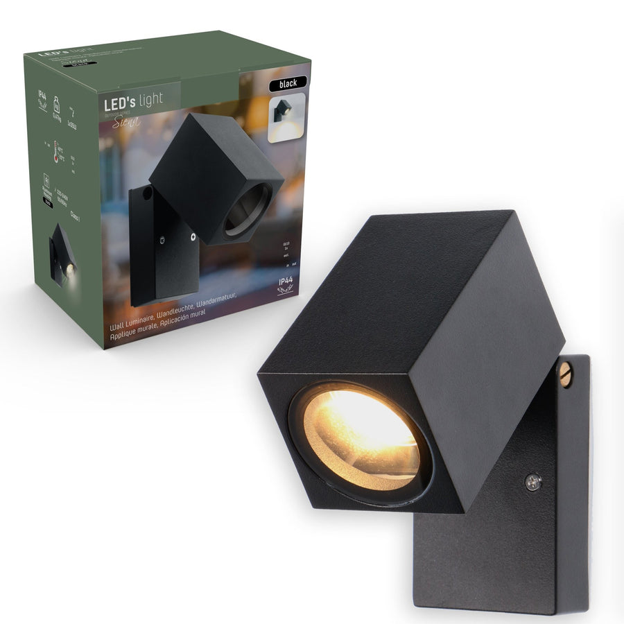 3 pack - LED's Light Kantelbare LED Buitenlamp - GU10 fitting - IP44 - Zwart - Model Lucca Spotjes led.gl