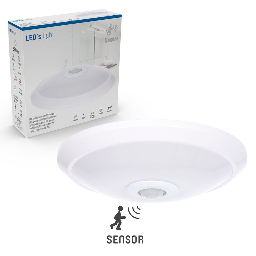 LED Plafondlamp 24 cm met bewegingssensor - Spatwaterdicht - Warm wit Plafondlampen led.gl