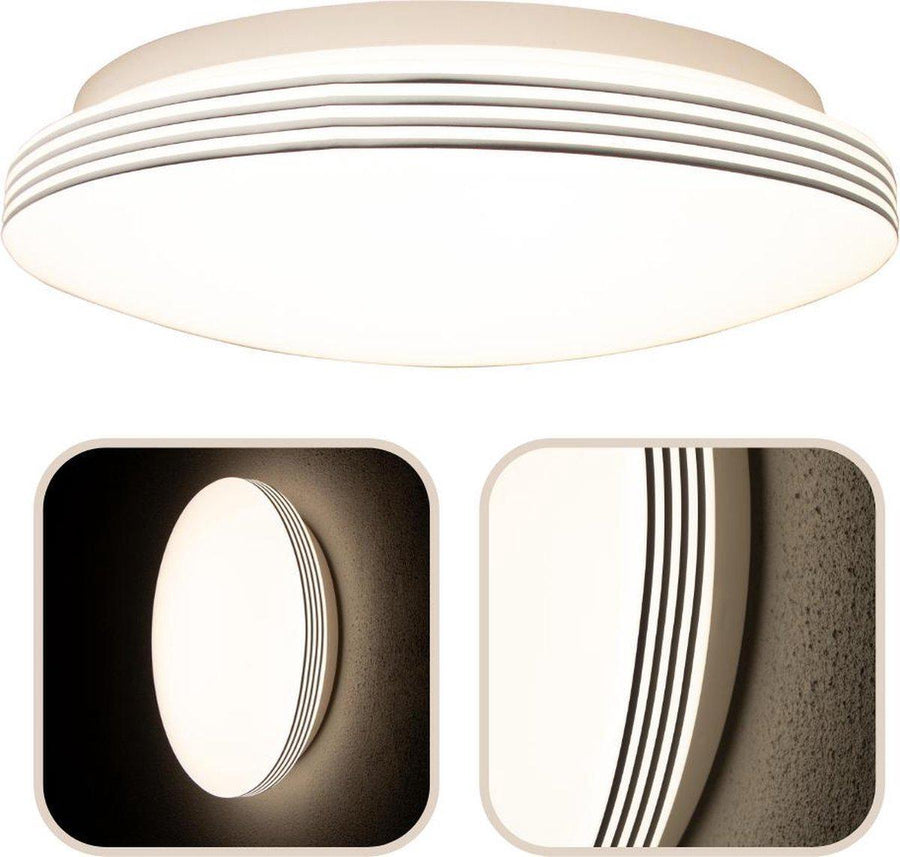 LED Plafondlamp rond 35 cm met ringen - Universeel - Spatwaterdicht - Warm wit licht Plafondlampen led.gl