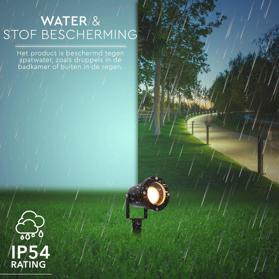 LED's Light LED Prikspot met Stekker - Kantelbaar - GU10 fitting - IP54 - Model Melfi - Zwart Prikspotjes led.gl
