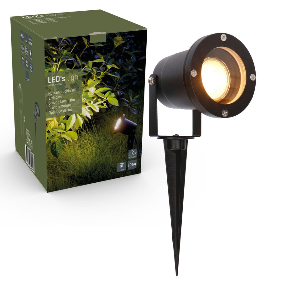 LED's Light LED Prikspot met Stekker - Kantelbaar - GU10 fitting - IP54 - Model Melfi - Zwart Prikspotjes led.gl