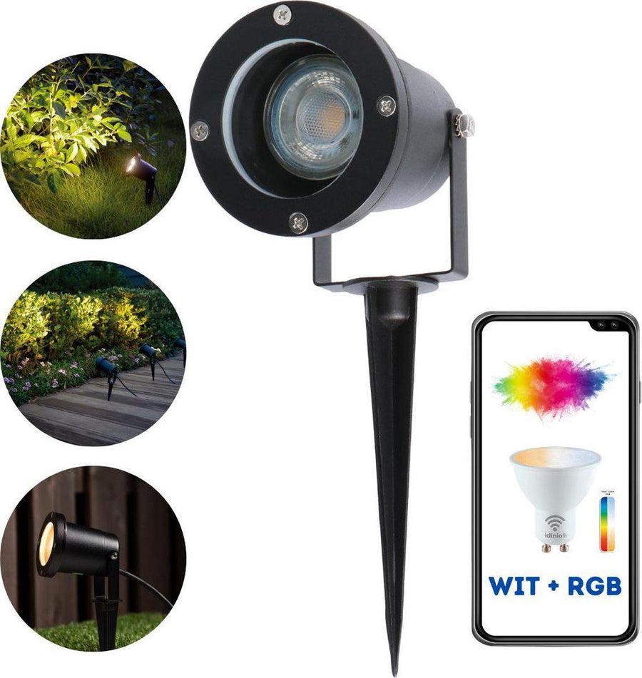 LED's Light LED Prikspot met Stekker - Kantelbaar - GU10 fitting - IP54 - Model Melfi - Zwart Prikspotjes led.gl
