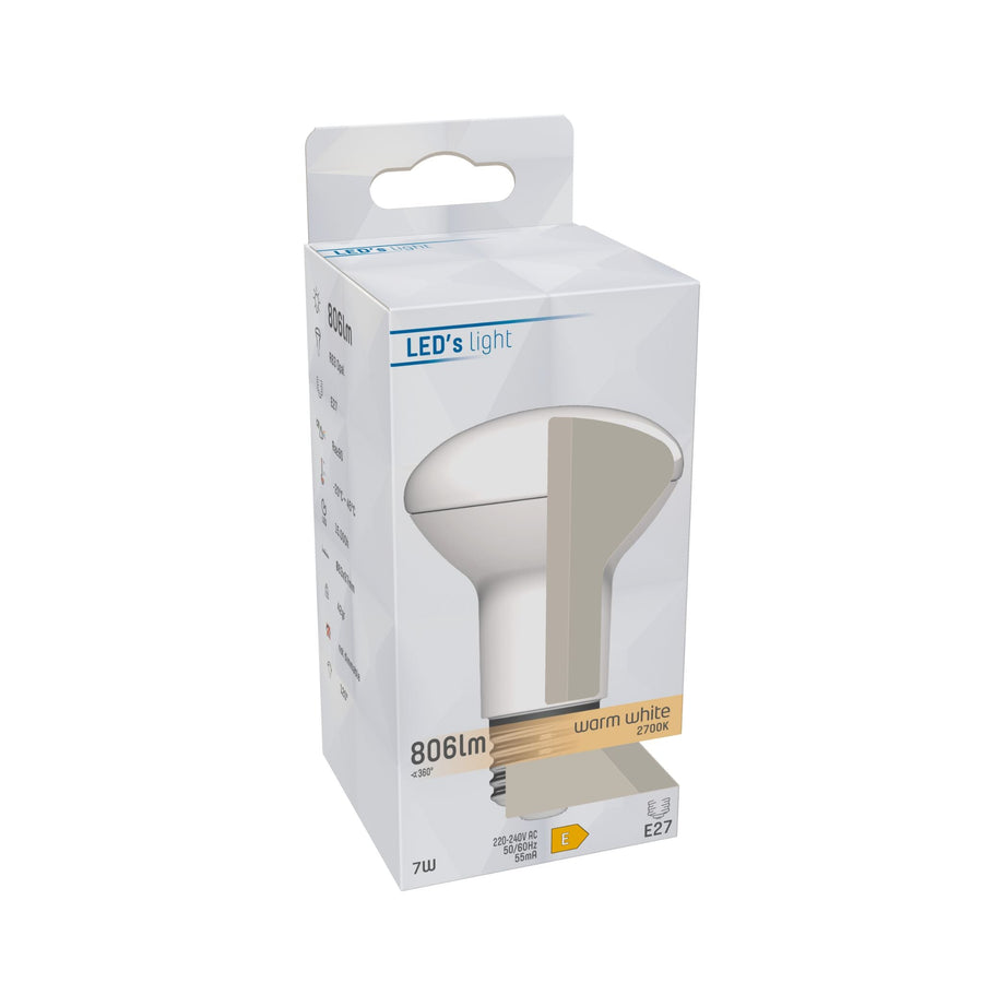 LED Reflectorlamp E27 - R63 Reflector - Warm wit - 7W vervangt 60W Reflectorlampen led.gl