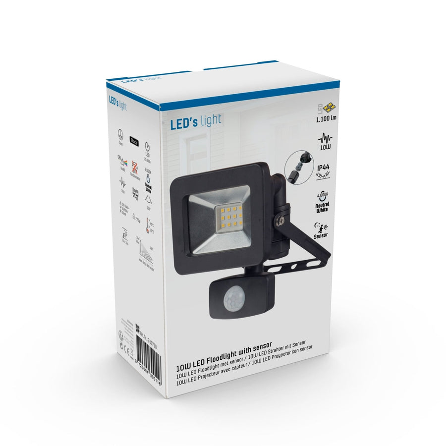 LED's Light Floodlight 1100 - Met licht- en bewegingssensor - Binnen & Buiten - 10W - Zwart Schijnwerpers led.gl