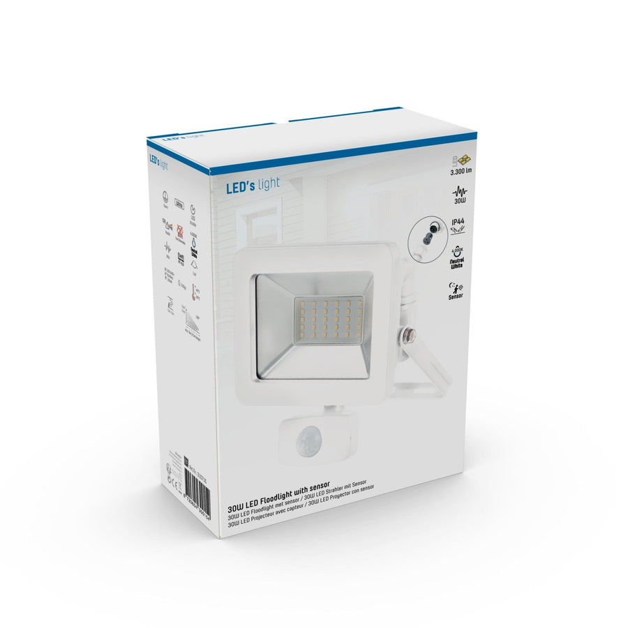 LED's Light Floodlight 3300 - Met licht- en bewegingssensor - Binnen & Buiten - 30W - Wit Schijnwerpers led.gl