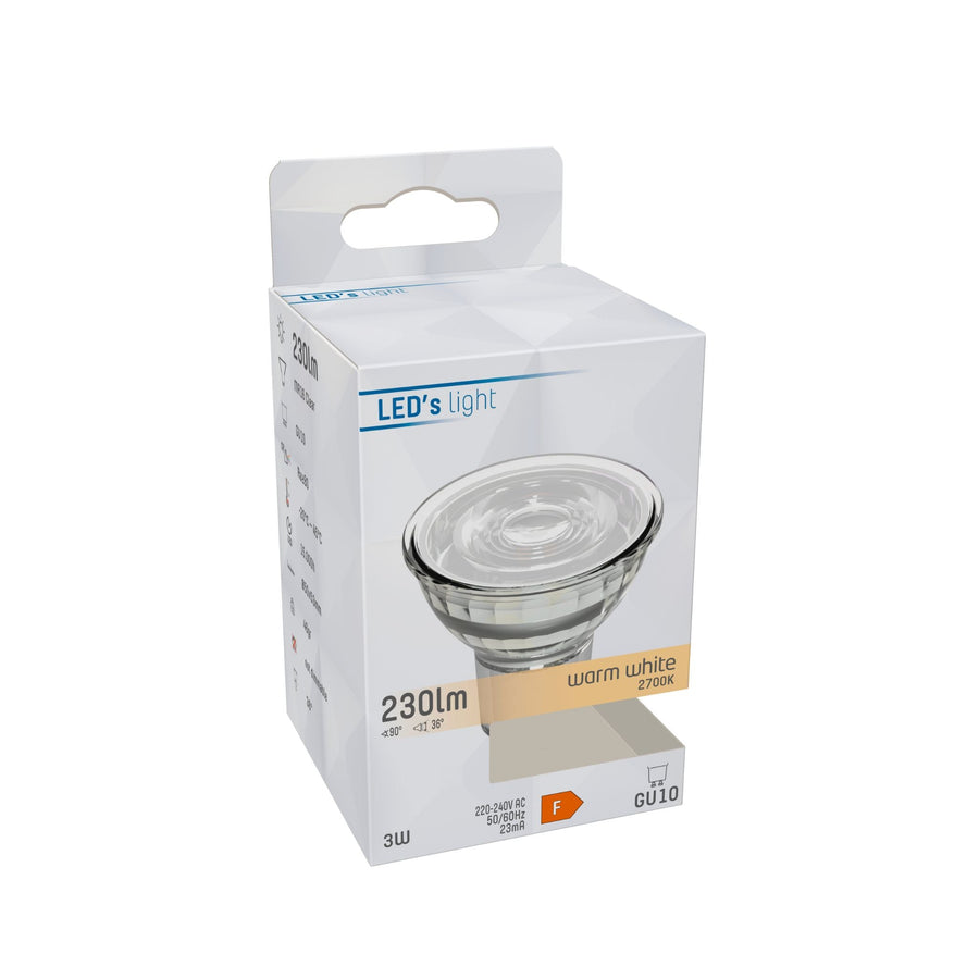 LED Lamp GU10 - 3W vervangt 35W - 230 lm - Warm wit licht Spotjes led.gl
