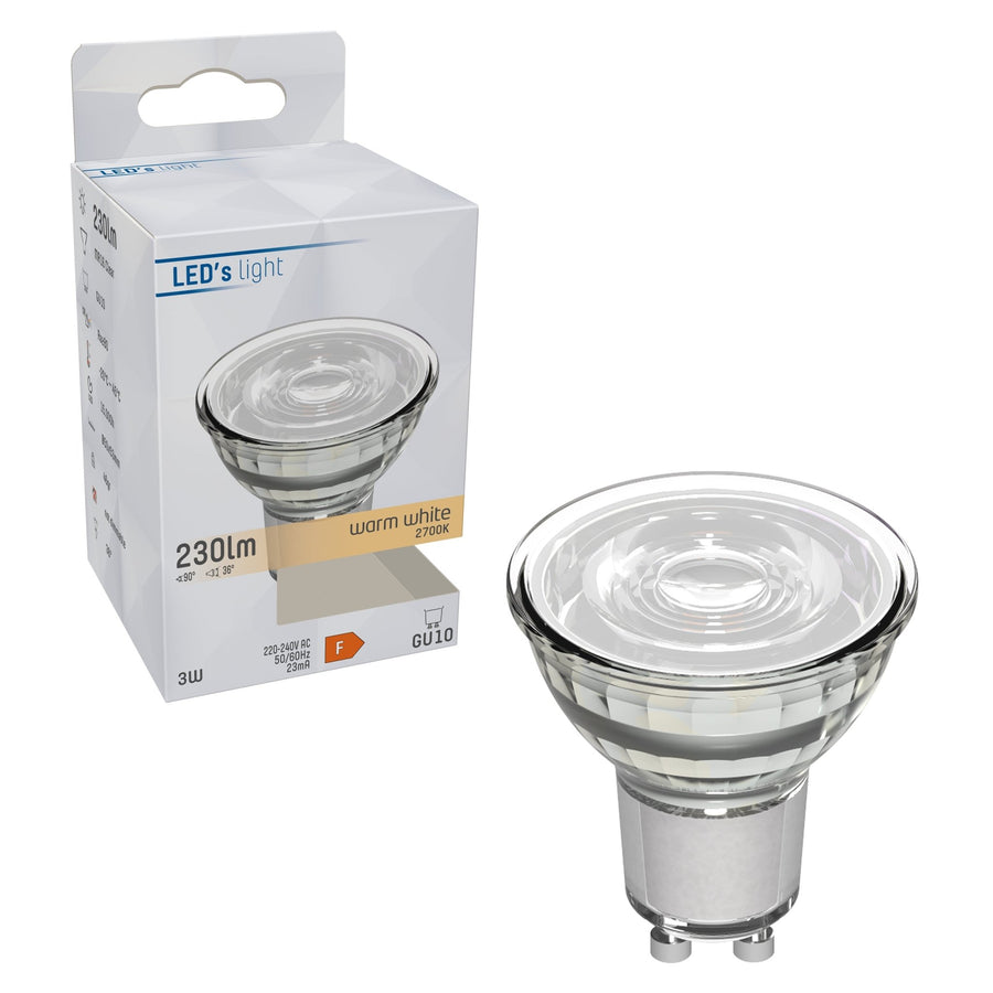 LED Lamp GU10 - 3W vervangt 35W - 230 lm - Warm wit licht Spotjes led.gl