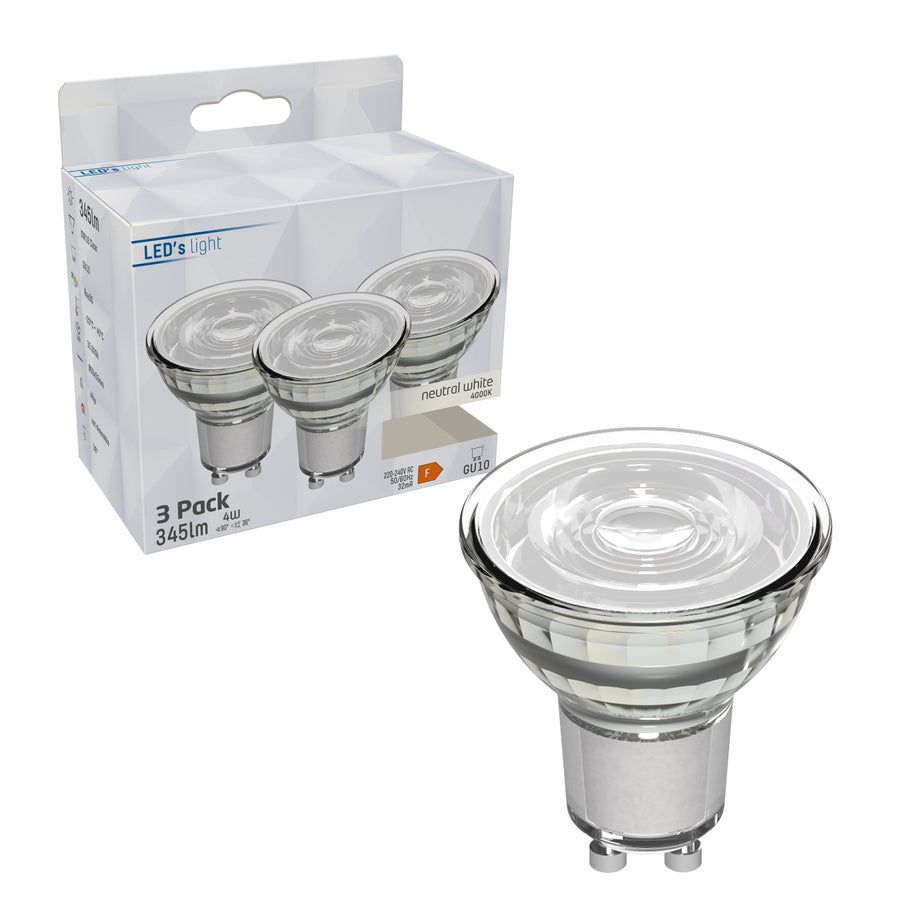 LED Spotjes GU10 - 4W vervangt 50W - 345 lm - Koud wit - 3PACK Spotjes led.gl