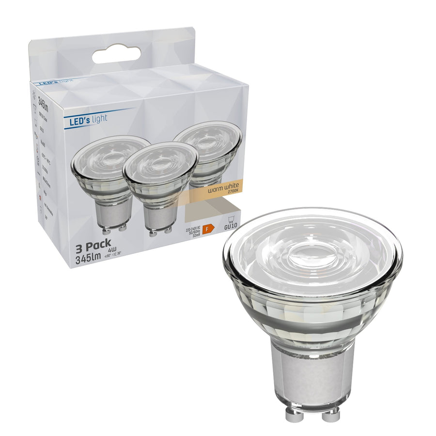 GU10 LED Spots - Warm wit licht - 4W/50W - 345 lm - 3PACK Spotjes led.gl