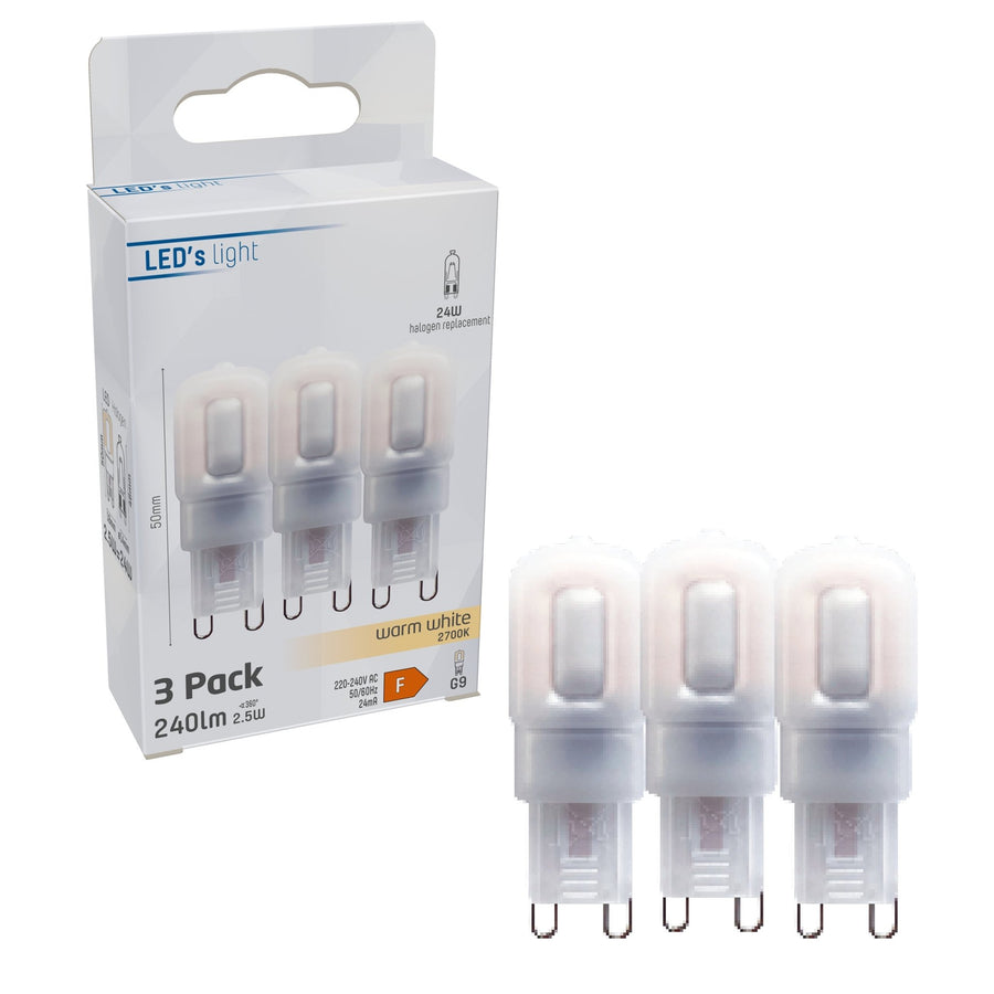 LED Steeklamp G9 - Mat - 220-240V - Warm wit - 2.5W (24W) - 3 lampjes Steeklampjes led.gl