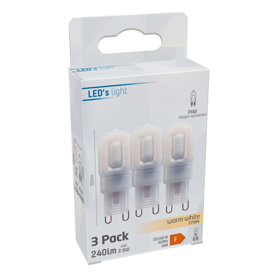 LED Steeklamp G9 - Mat - 220-240V - Warm wit - 2.5W (24W) - 3 lampjes Steeklampjes led.gl