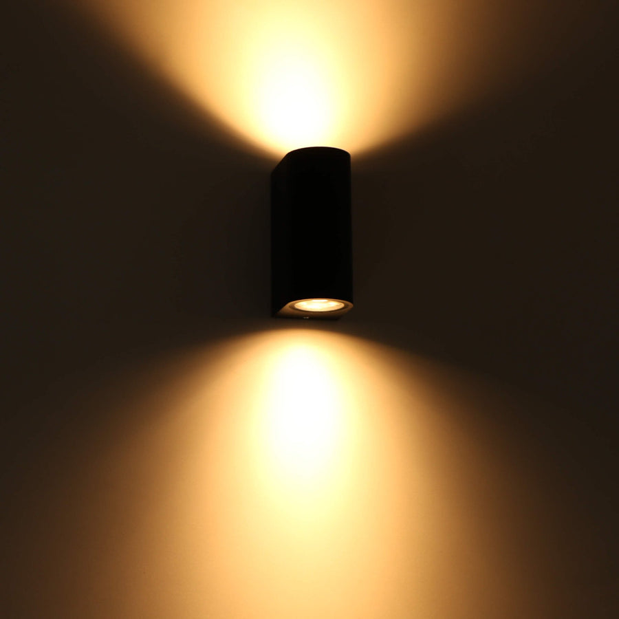 LED's Light LED Wandlamp buiten - Cilinder met 2 x GU10 fitting - Model Sapri - IP44 - Zwart Wandlampen led.gl