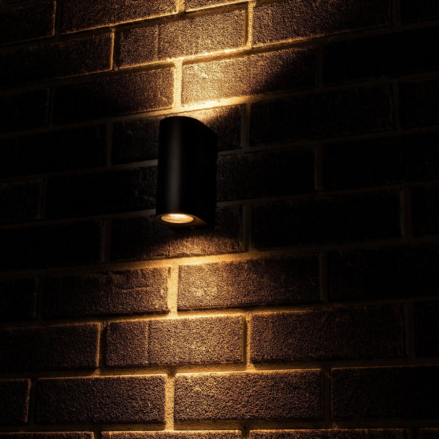 LED's Light LED Wandlamp buiten - Cilinder met 2 x GU10 fitting - Model Sapri - IP44 - Zwart Wandlampen led.gl