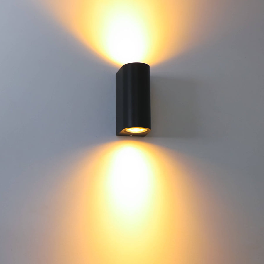 LED's Light LED Wandlamp buiten - Cilinder met 2 x GU10 fitting - Model Sapri - IP44 - Zwart Wandlampen led.gl