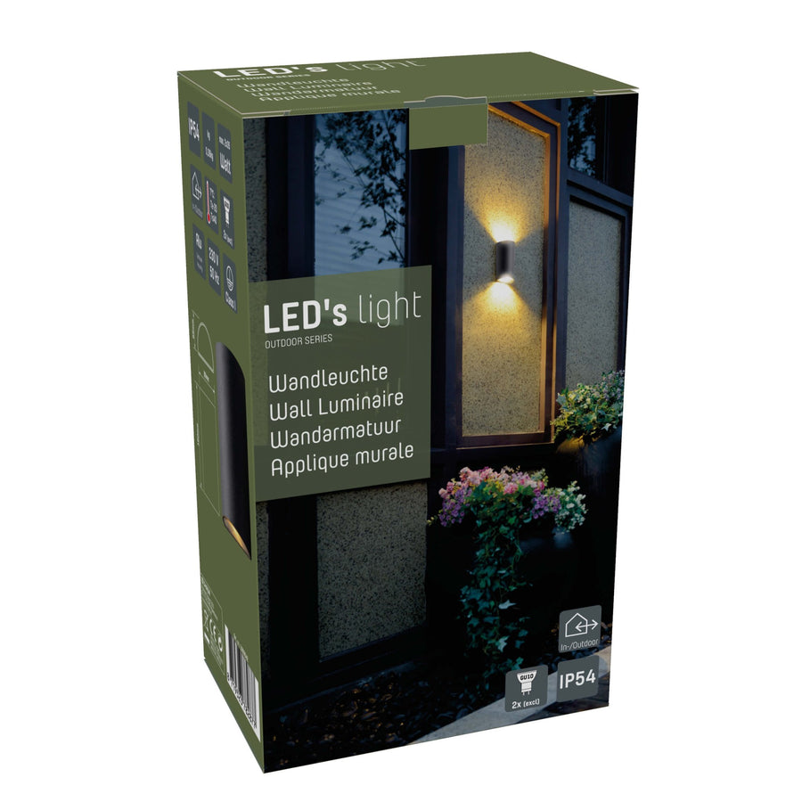3 pack LED's Light LED Muurlamp Buiten - Halve cilinder met 2 lichtpunten - Model Siena - IP44 - Antraciet Wandlampen led.gl