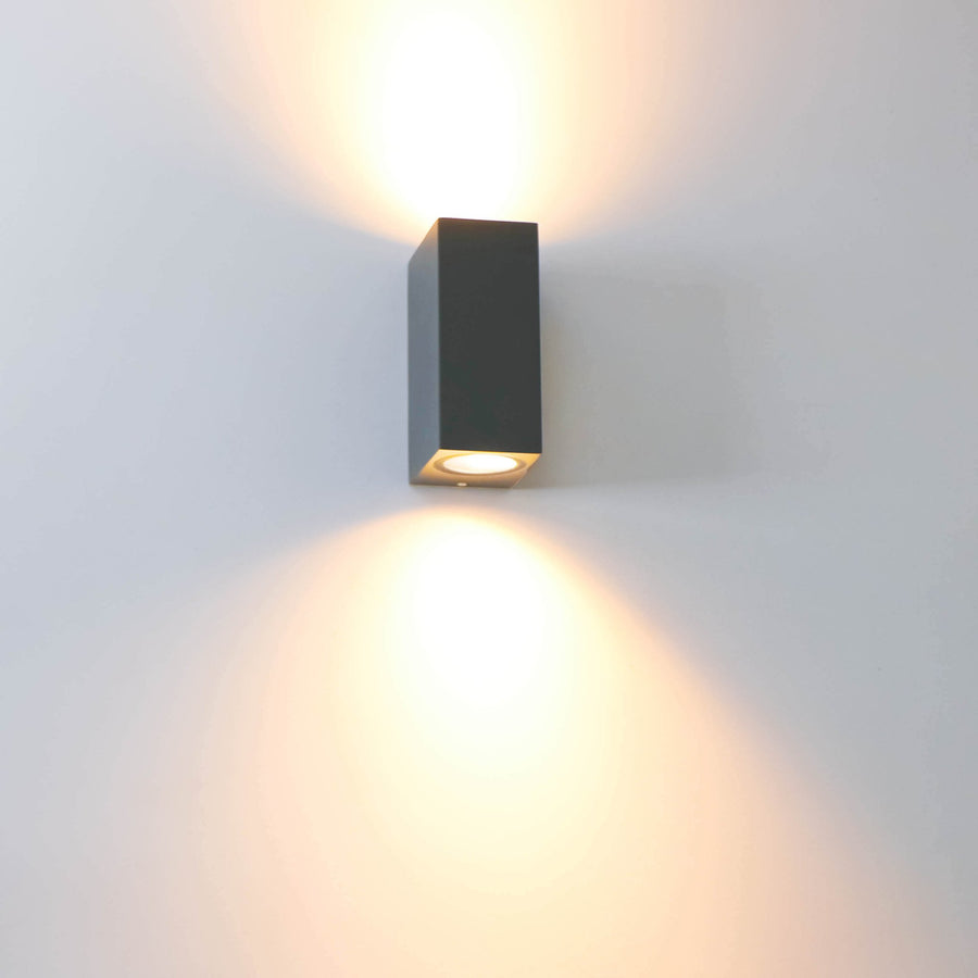 4 pack - LED's Light LED Buitenlamp met GU10 fitting - Rechthoek - IP44 - Antraciet - Model Milaan Wandlampen led.gl
