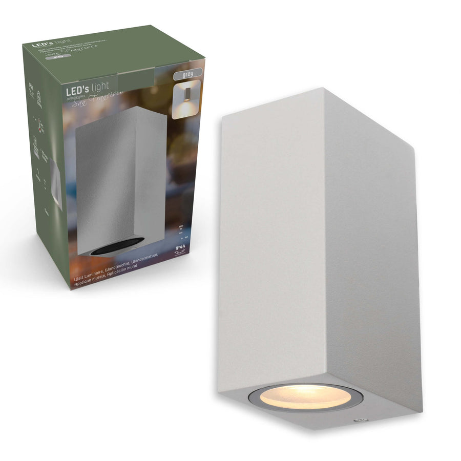 4 pack - LED's Light LED Buitenlamp met GU10 fitting - Rechthoek - IP44 - Grijs - Model Milaan Wandlampen led.gl