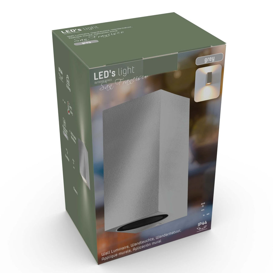 4 pack - LED's Light LED Buitenlamp met GU10 fitting - Rechthoek - IP44 - Grijs - Model Milaan Wandlampen led.gl