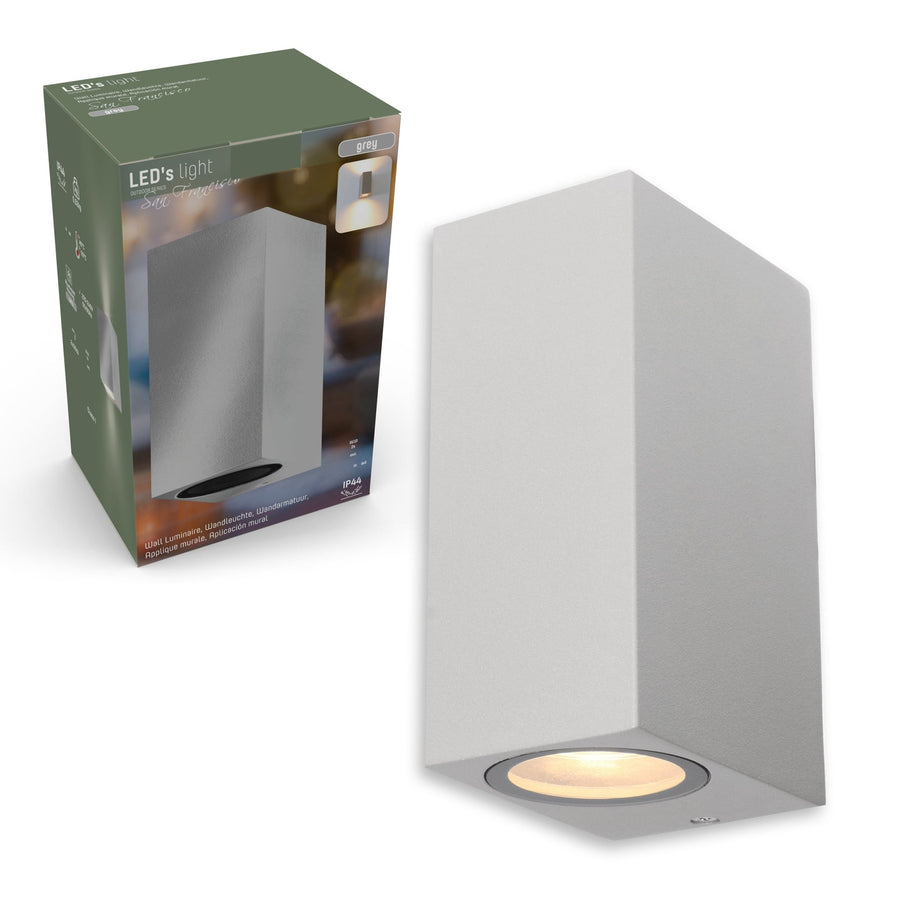 4 pack - LED's Light LED Buitenlamp met GU10 fitting - Rechthoek - IP44 - Grijs - Model Milaan Wandlampen led.gl