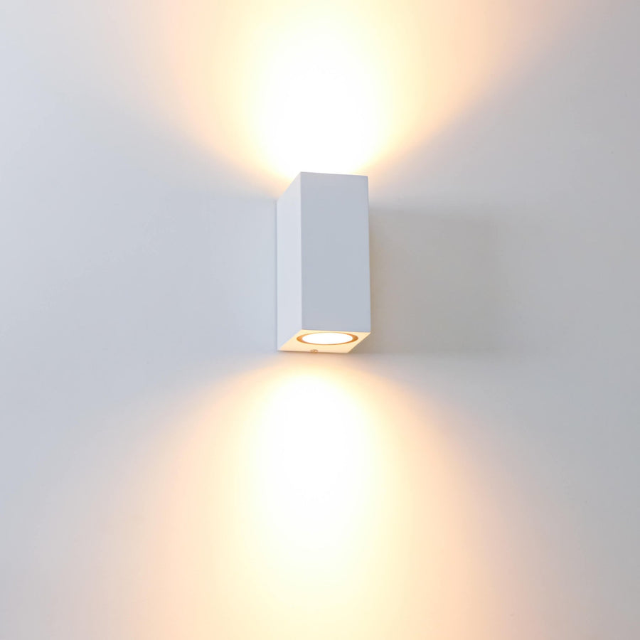 4 pack - LED's Light LED Buitenlamp met GU10 fitting - Rechthoek - IP44 - Wit - Model Milaan Wandlampen led.gl