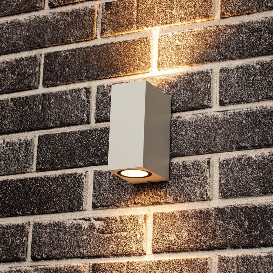 4 pack - LED's Light LED Buitenlamp met GU10 fitting - Rechthoek - IP44 - Wit - Model Milaan Wandlampen led.gl