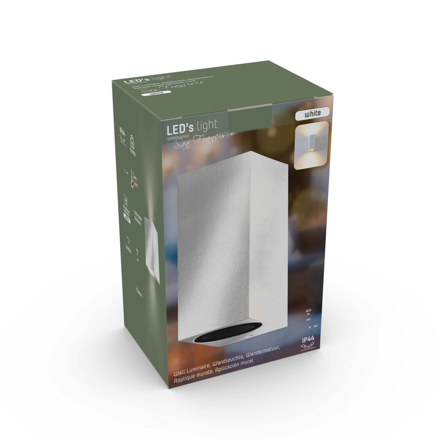 4 pack - LED's Light LED Buitenlamp met GU10 fitting - Rechthoek - IP44 - Wit - Model Milaan Wandlampen led.gl