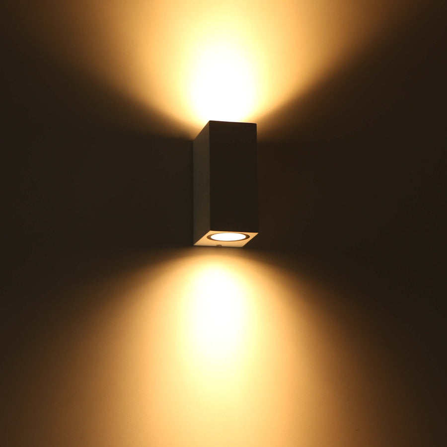 4 pack - LED's Light LED Buitenlamp met GU10 fitting - Rechthoek - IP44 - Wit - Model Milaan Wandlampen led.gl