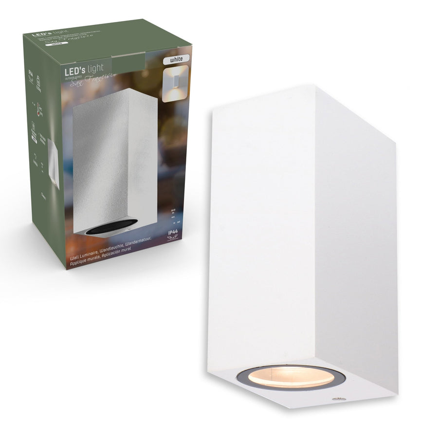 4 pack - LED's Light LED Buitenlamp met GU10 fitting - Rechthoek - IP44 - Wit - Model Milaan Wandlampen led.gl