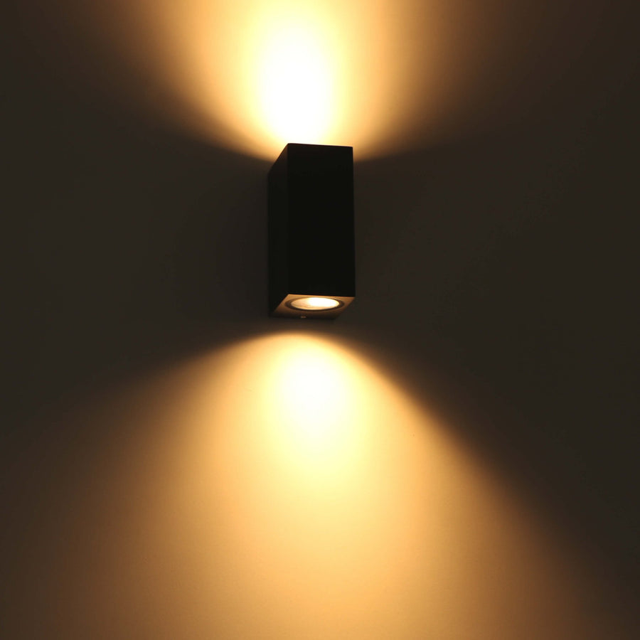 6 pack - LED's Light LED Buitenlamp met GU10 fitting - Rechthoek - IP44 - Zwart - Model Milaan Wandlampen led.gl