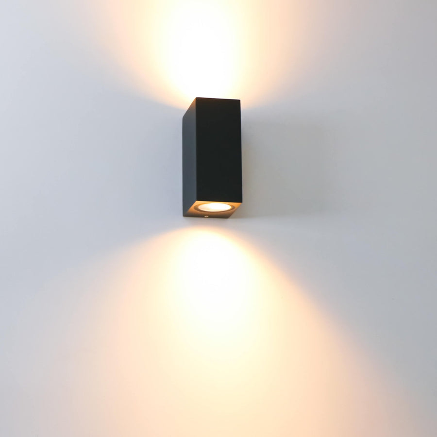6 pack - LED's Light LED Buitenlamp met GU10 fitting - Rechthoek - IP44 - Zwart - Model Milaan Wandlampen led.gl