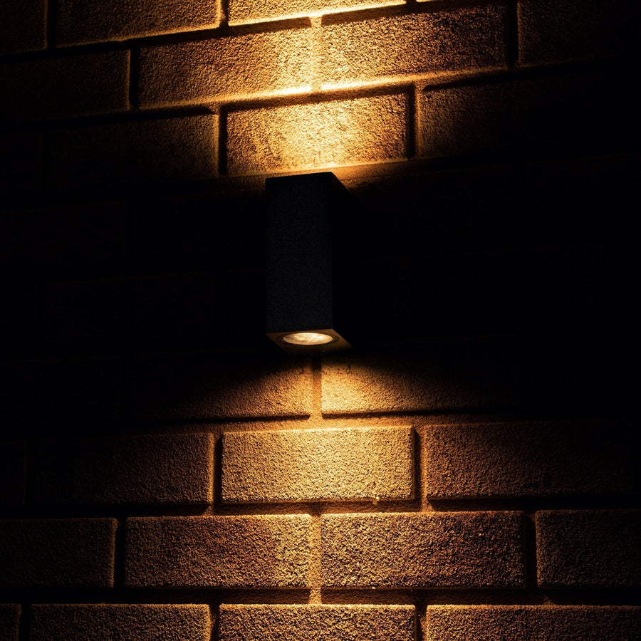 6 pack - LED's Light LED Buitenlamp met GU10 fitting - Rechthoek - IP44 - Zwart - Model Milaan Wandlampen led.gl