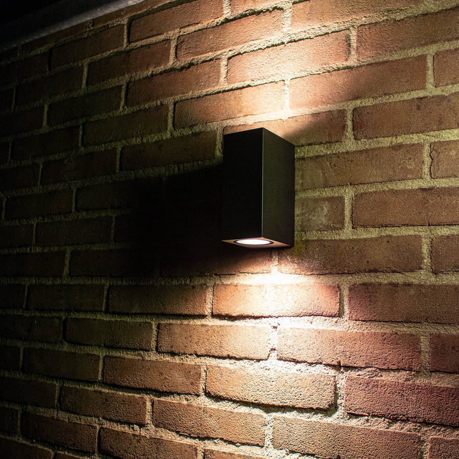 6 pack - LED's Light LED Buitenlamp met GU10 fitting - Rechthoek - IP44 - Zwart - Model Milaan Wandlampen led.gl