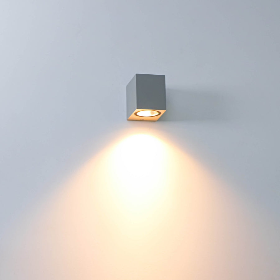 6 pack - LED Wandlamp buiten met GU10 fitting - Rome - Vierkant - IP44 - Grijs Wandlampen led.gl
