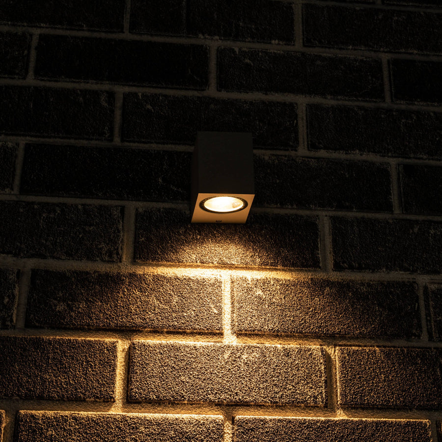 6 pack - LED Wandlamp buiten met GU10 fitting - Rome - Vierkant - IP44 - Grijs Wandlampen led.gl