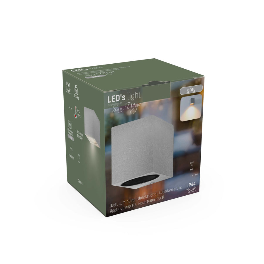 6 pack - LED Wandlamp buiten met GU10 fitting - Rome - Vierkant - IP44 - Grijs Wandlampen led.gl