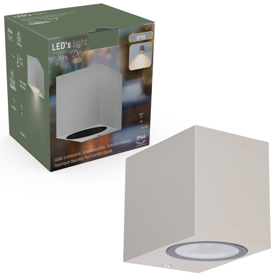 6 pack - LED Wandlamp buiten met GU10 fitting - Rome - Vierkant - IP44 - Grijs Wandlampen led.gl