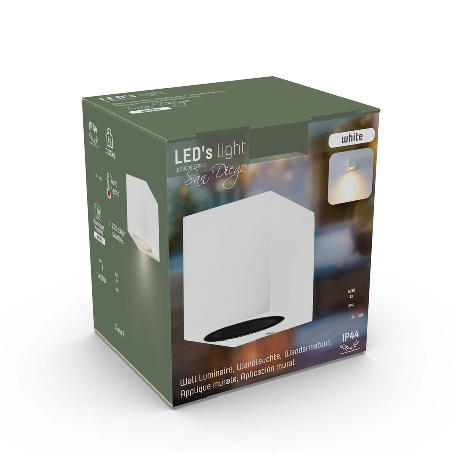 6 pack - LED's Light LED Wandlamp Buiten met GU10 fitting - Vierkant - IP44 - Wit - Model Rome Wandlampen led.gl