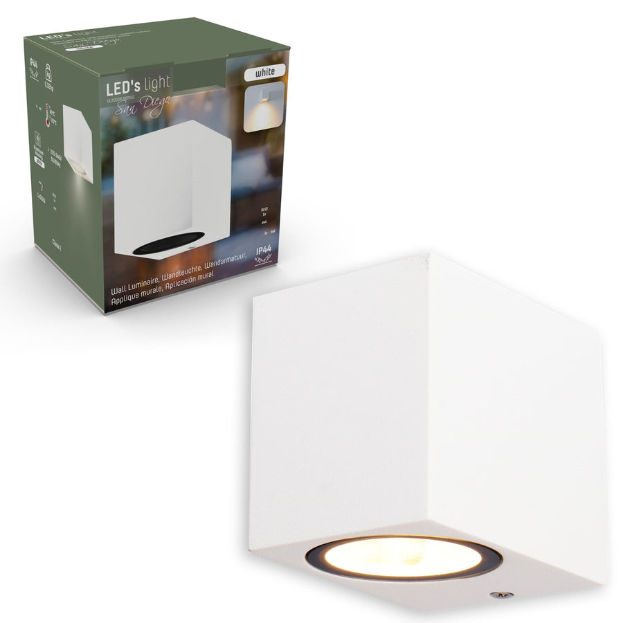 6 pack - LED's Light LED Wandlamp Buiten met GU10 fitting - Vierkant - IP44 - Wit - Model Rome Wandlampen led.gl