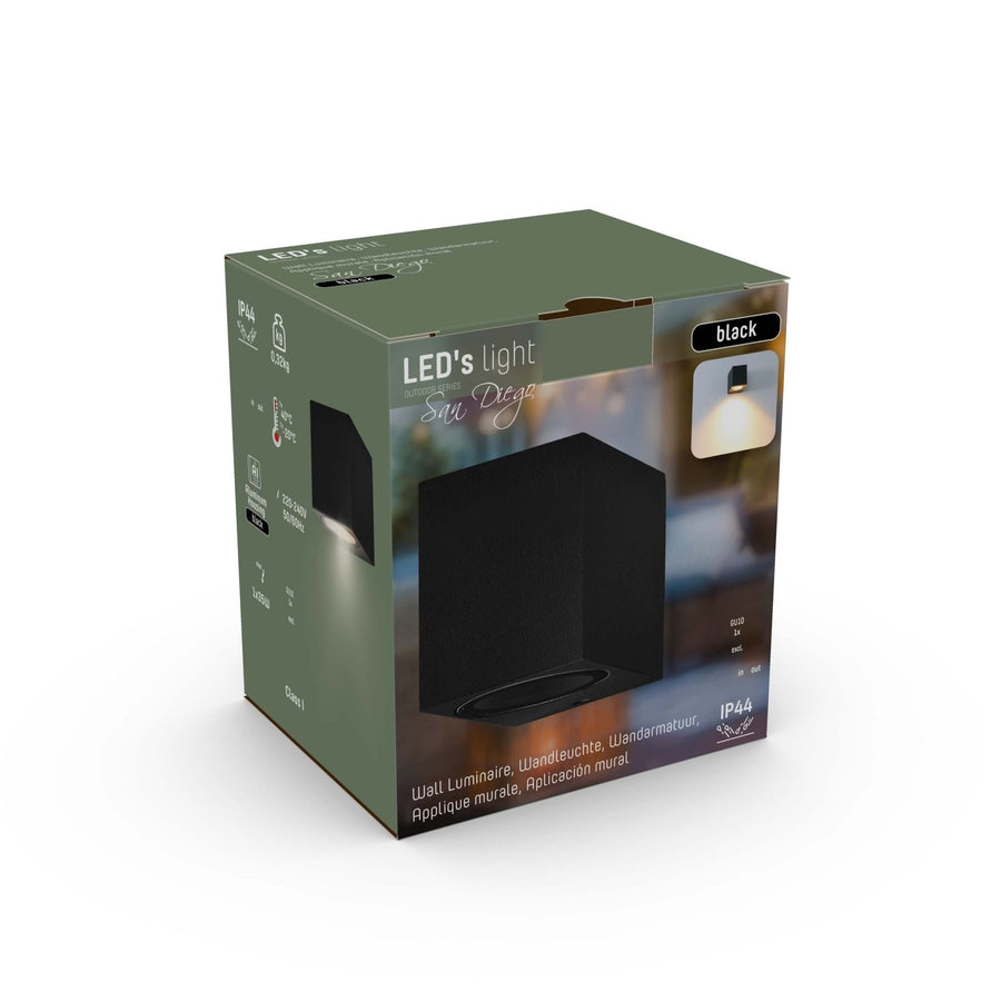 6 pack - LED's Light LED Wandlamp Buiten met GU10 fitting - Vierkant - IP44 - Zwart - Model Rome Wandlampen led.gl