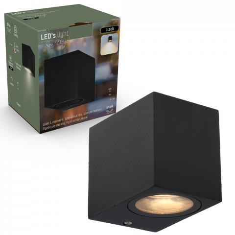 6 pack - LED's Light LED Wandlamp Buiten met GU10 fitting - Vierkant - IP44 - Zwart - Model Rome Wandlampen led.gl
