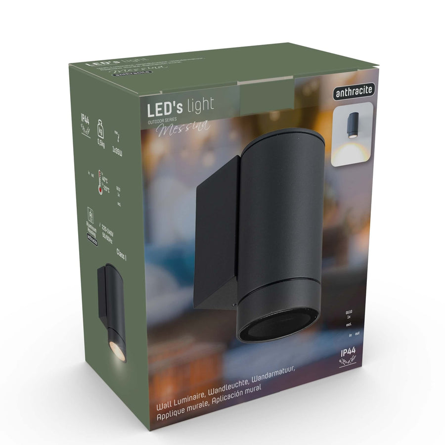 3 pack - LED's Light Muurlamp voor buiten - GU10 fitting - IP44 waterbestendig - Antraciet - Model Carpi Wandlampen led.gl