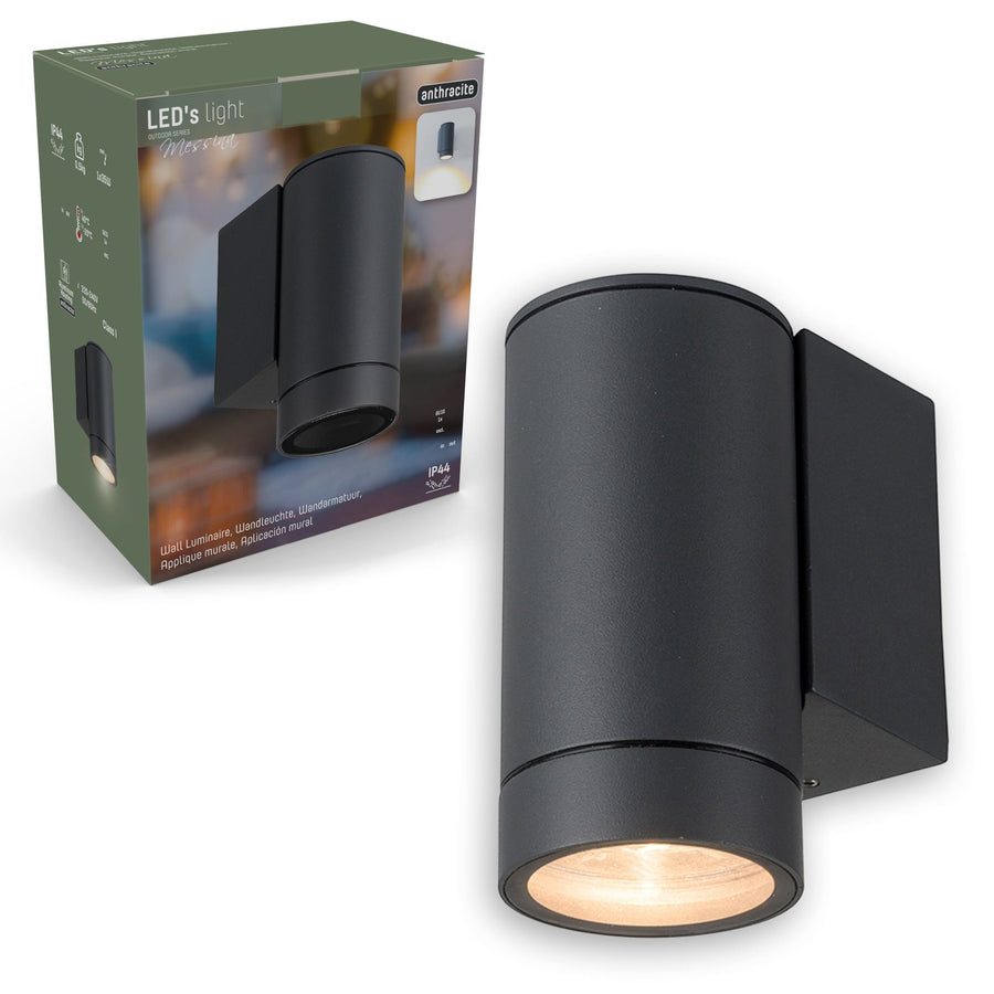 3 pack - LED's Light Muurlamp voor buiten - GU10 fitting - IP44 waterbestendig - Antraciet - Model Carpi Wandlampen led.gl