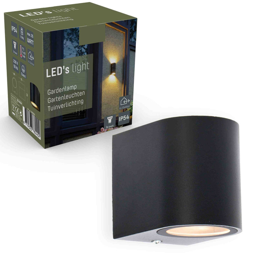 5 pack - LED's Light LED Wandlamp buiten met GU10 fitting - Rond - Model San Marino - IP44 - Zwart Wandlampen led.gl