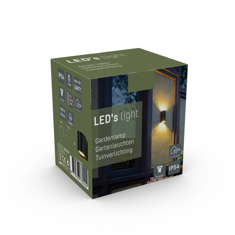 5 pack - LED's Light LED Wandlamp buiten met GU10 fitting - Rond - Model San Marino - IP44 - Zwart Wandlampen led.gl