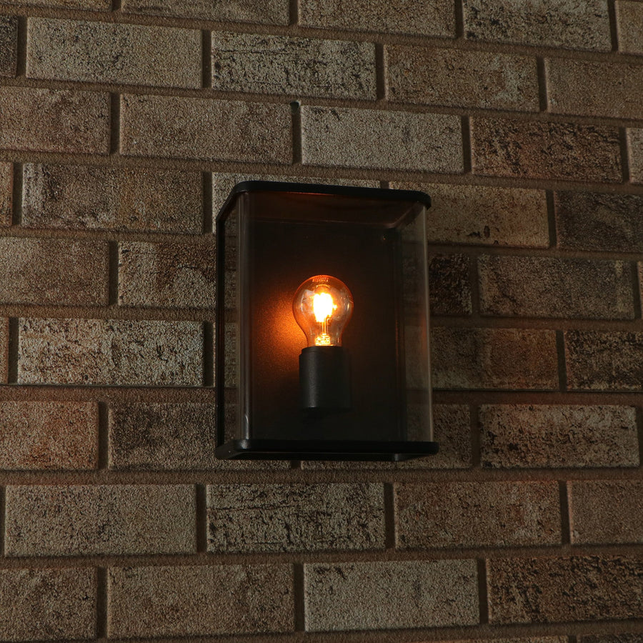 LED Wandlamp Glas - Rondom licht - Rechthoek - E27 fitting - IP44 - Zwart Wandlampen led.gl