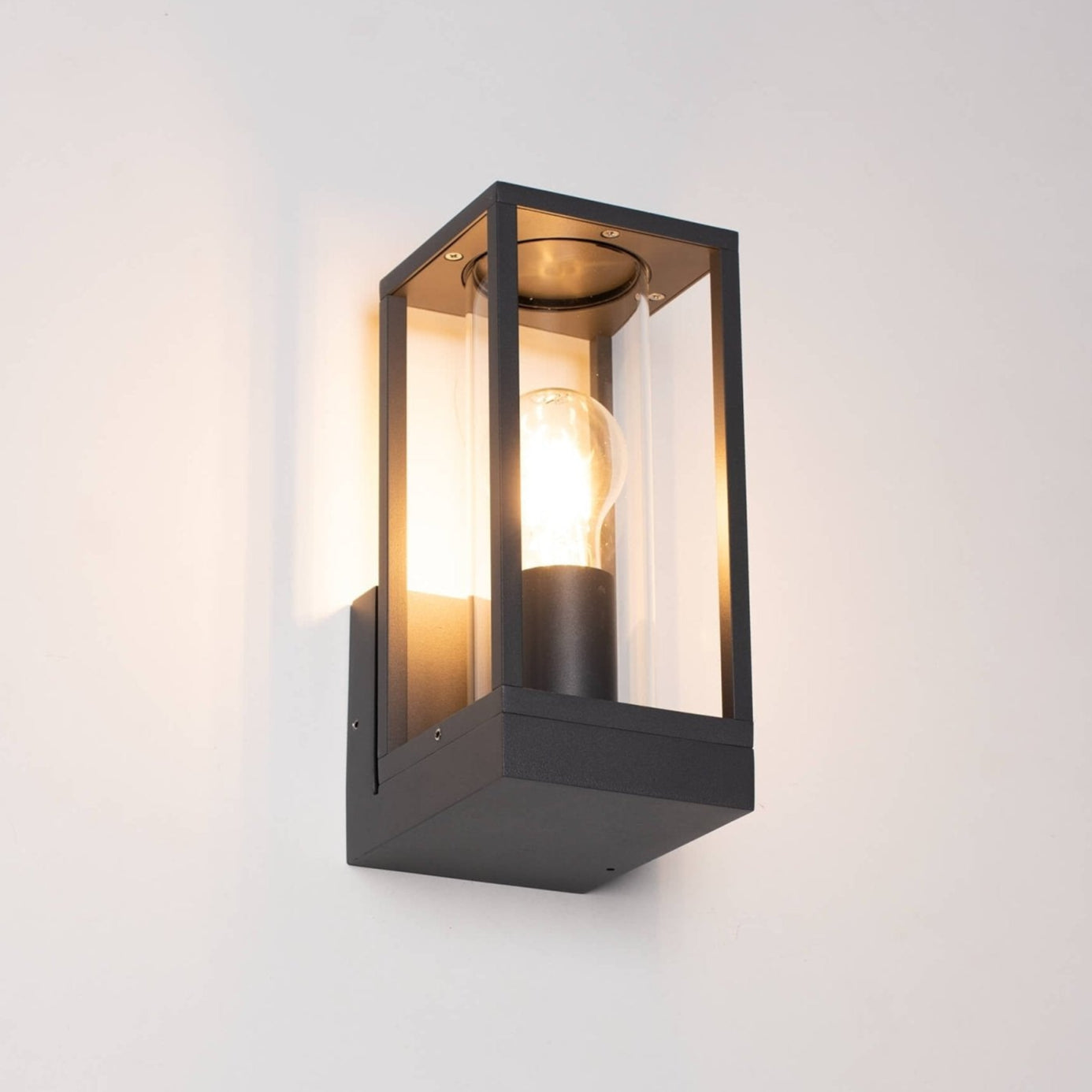 2 pack - LED's Light LED Wandlamp met glazen ruiten - Rechthoek - E27 fitting - IP44 - Antraciet Wandlampen led.gl
