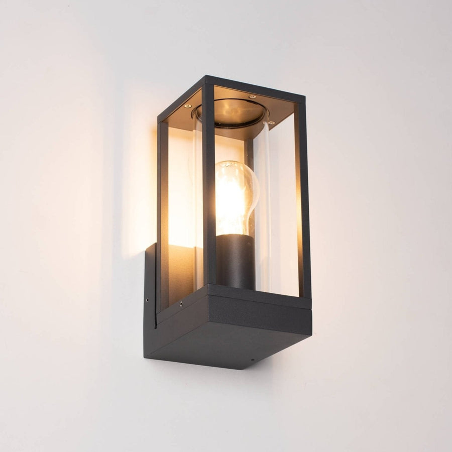 2 pack - LED's Light LED Wandlamp met glazen ruiten - Rechthoek - E27 fitting - IP44 - Antraciet Wandlampen led.gl