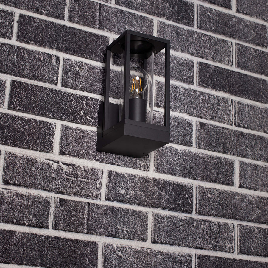 2 pack - LED's Light LED Wandlamp met glazen ruiten - Rechthoek - E27 fitting - IP44 - Antraciet Wandlampen led.gl