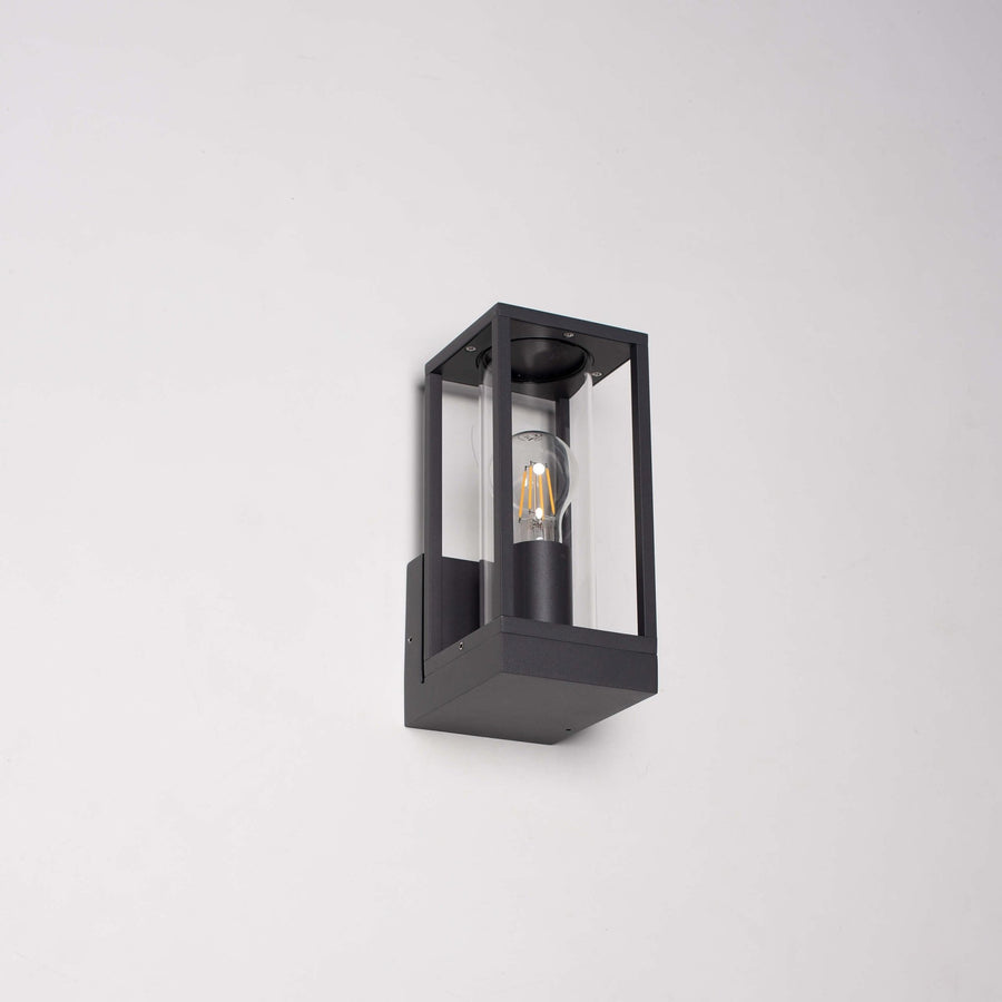 2 pack - LED's Light LED Wandlamp met glazen ruiten - Rechthoek - E27 fitting - IP44 - Antraciet Wandlampen led.gl